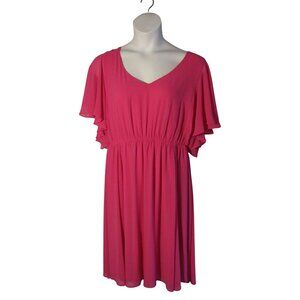 Torrid 3 3X Pink Ruffle Sleeve Dress Knee Length